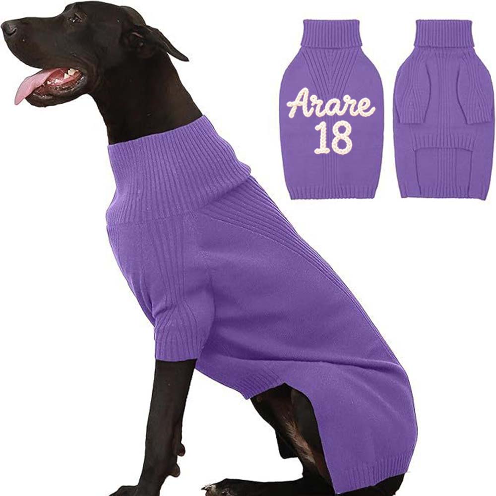 Personalized Hand Embroidery Extra-Warm Pets Large Size Knit Sweater | BKPet591