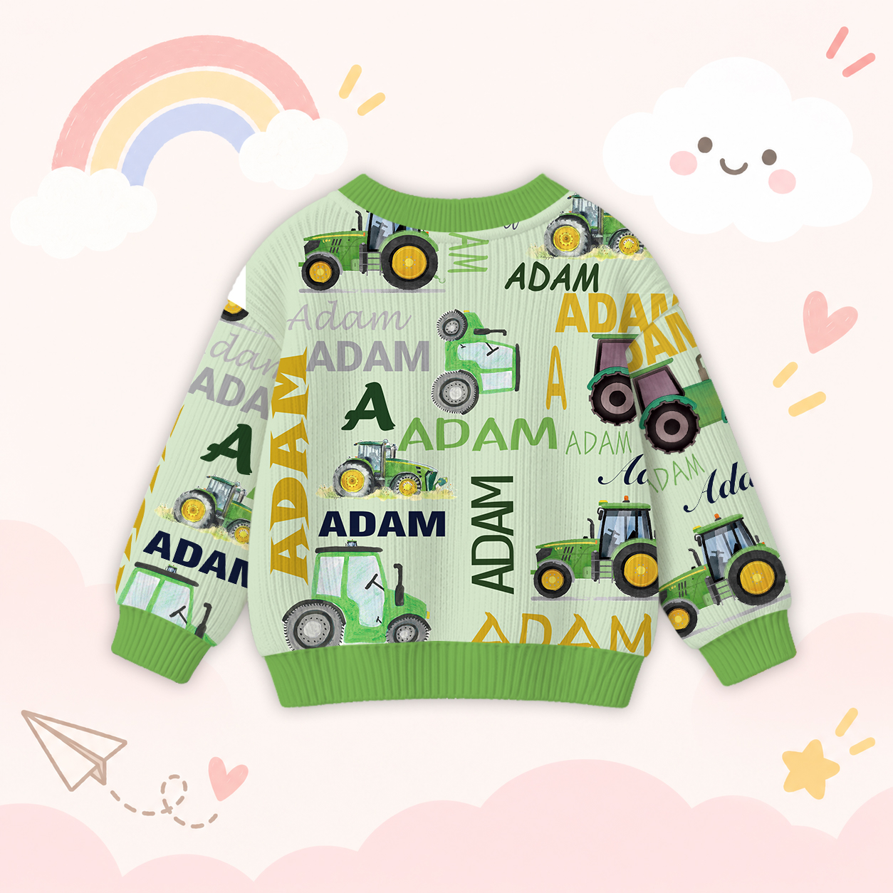 Personalized Lovely Kids Truck Knit Sweater | CWSweater05