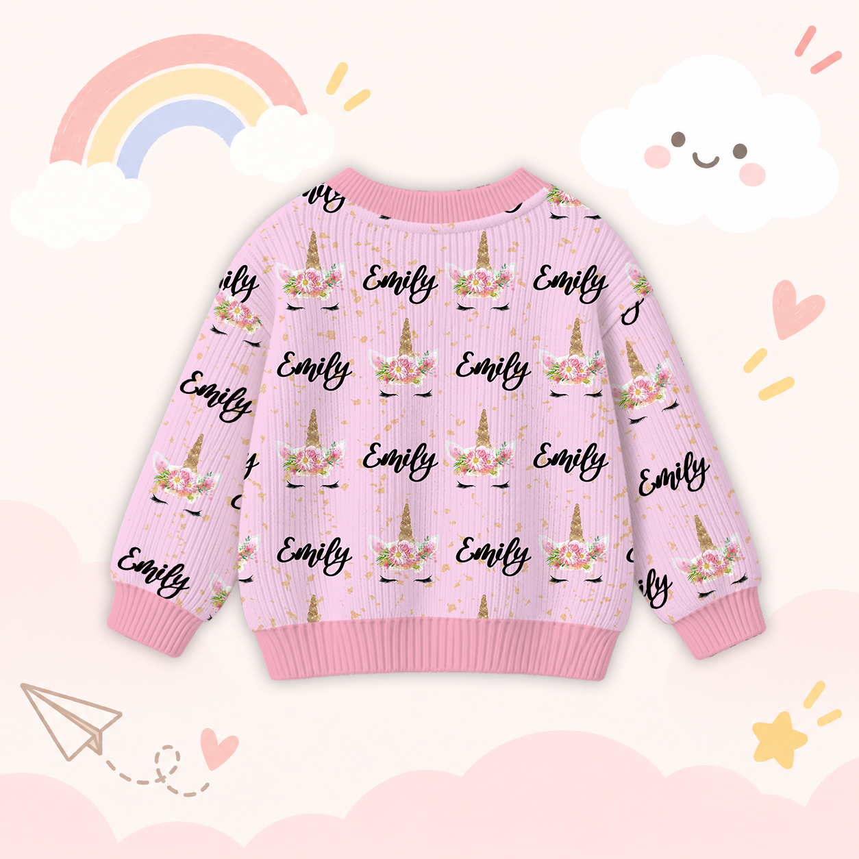Personalized Lovely Kids Unicorn Knit Sweater | CWSweater06