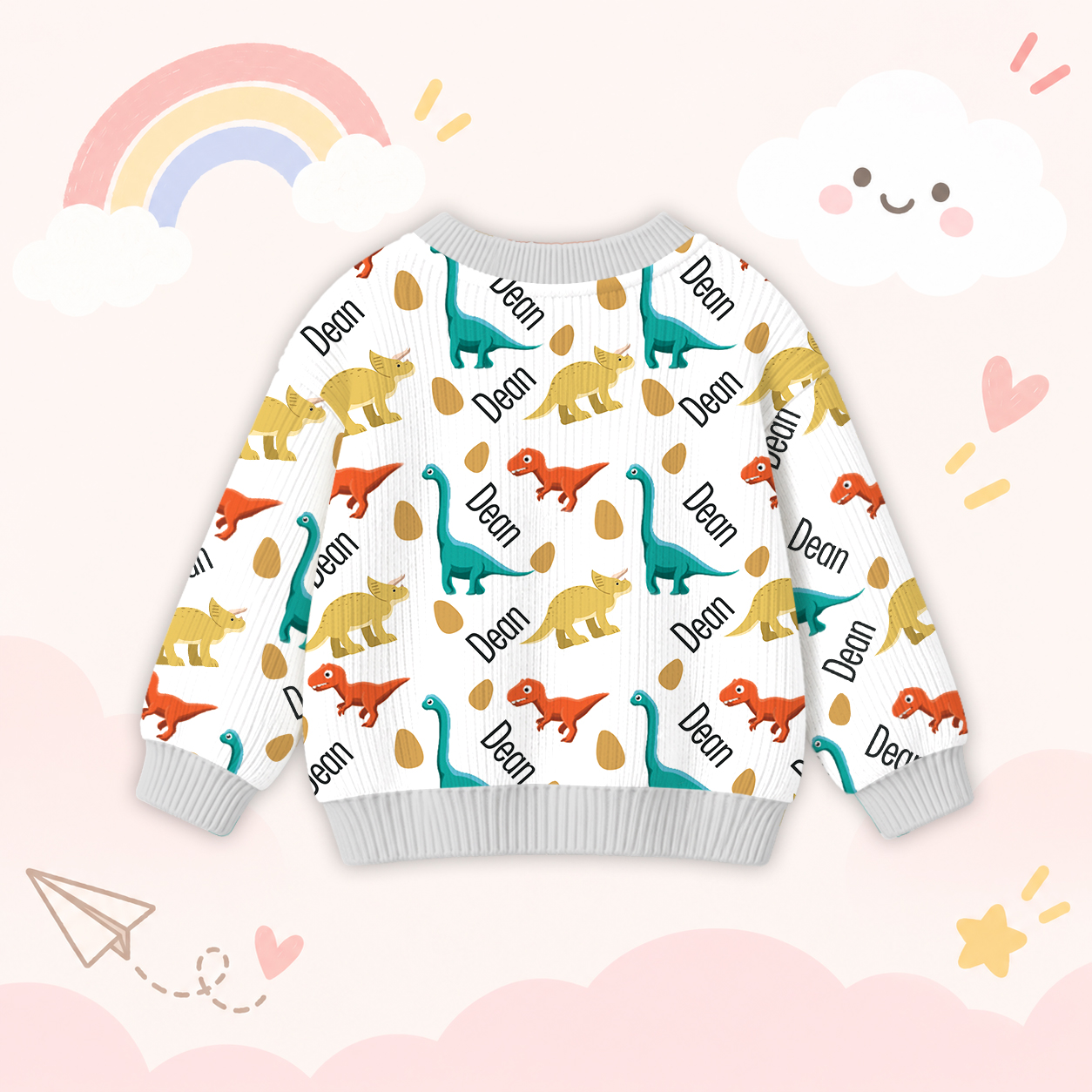 Personalized Lovely Kids Dinosaur Knit Sweater | CWSweater07