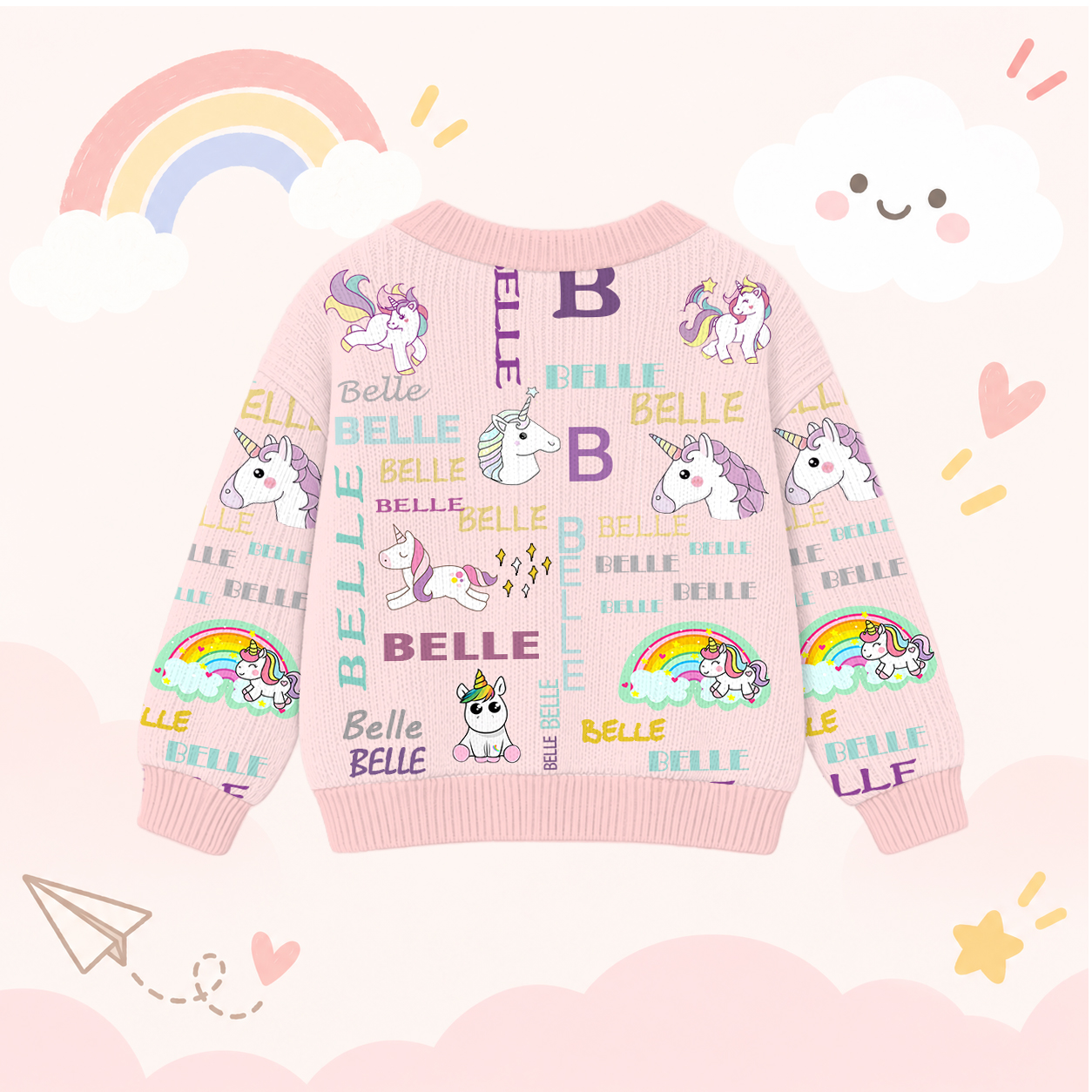 Personalized Lovely Kids Unicorn Knit Sweater | CWSweater04