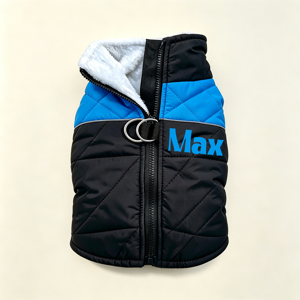 Personalized Winter Pet Fleece-Lined Color-Blocked Vest | BKPet597