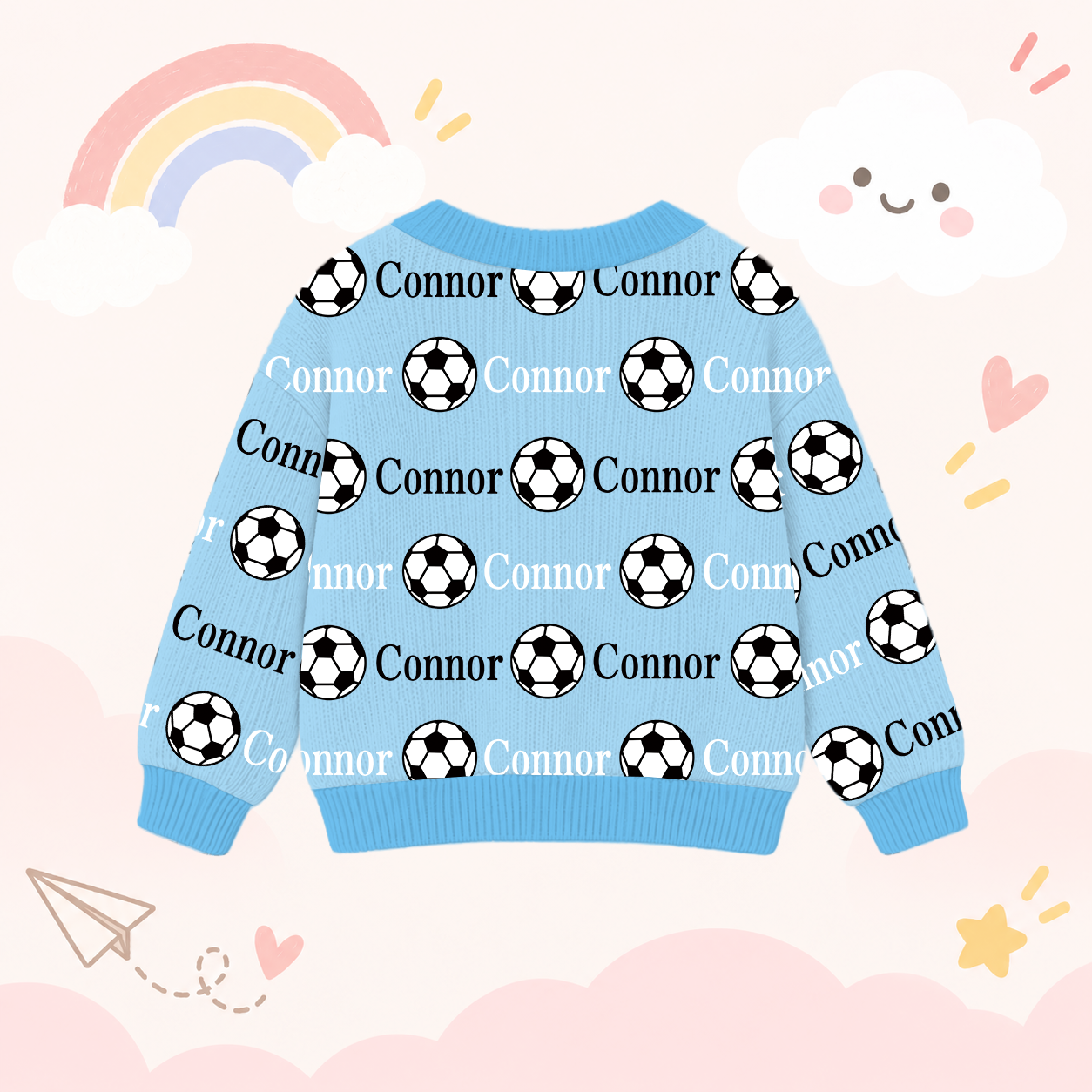 Personalized Lovely Kids Soccer Knit Sweater | CWSweater12