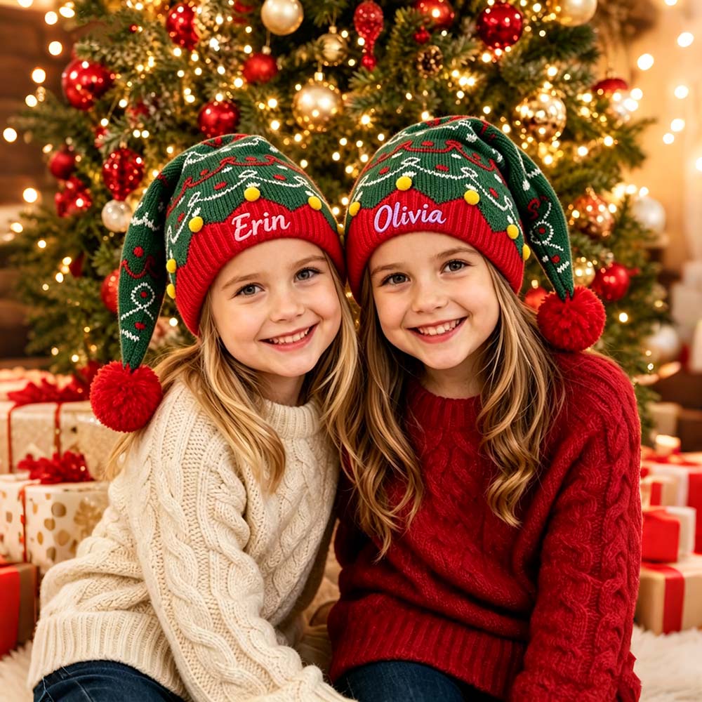 Personalized Embroidery Christmas Knit Beanie For Kid & Adult | MCGift411