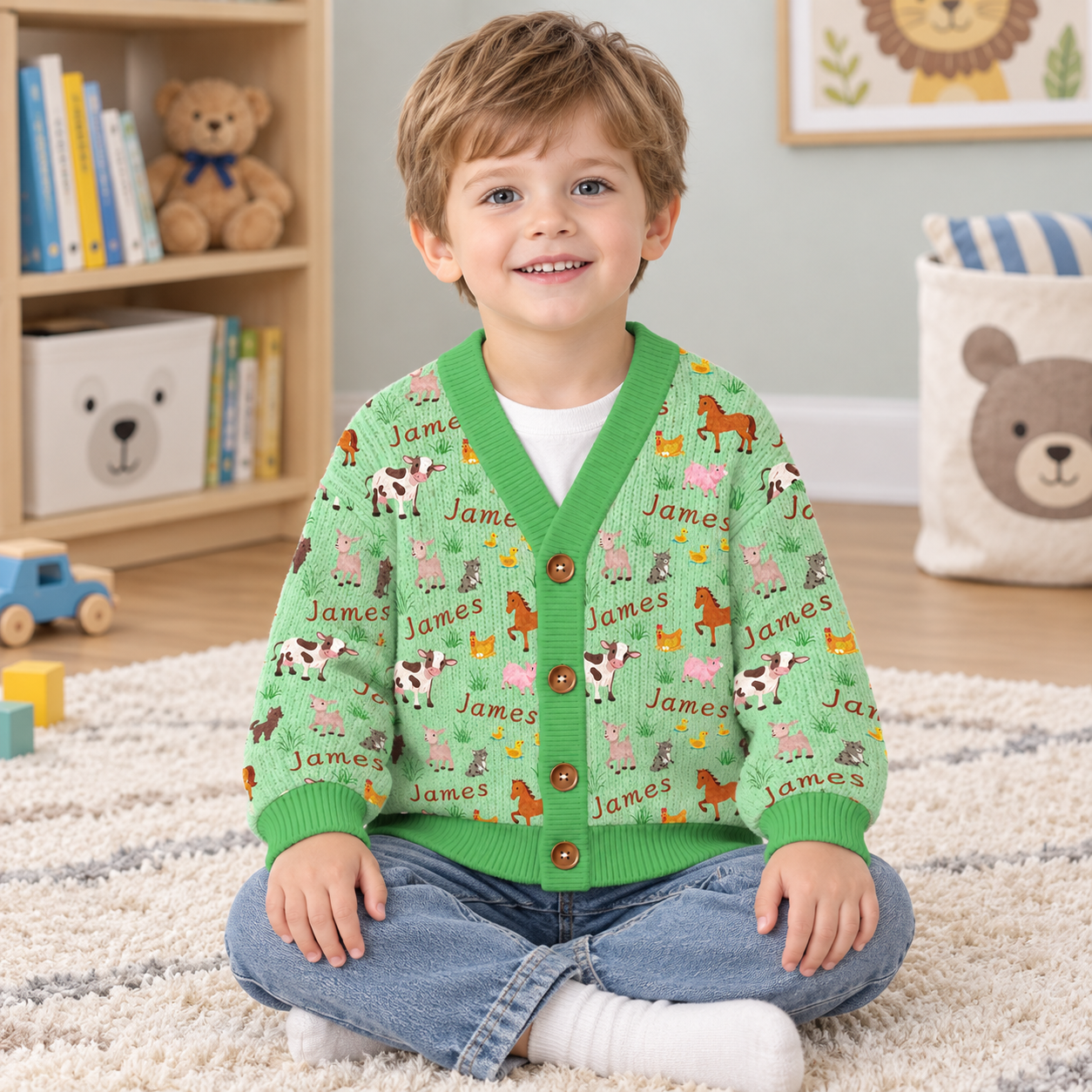 Personalized Lovely Kids Adorable Animals Knit Sweater | CWSweater18