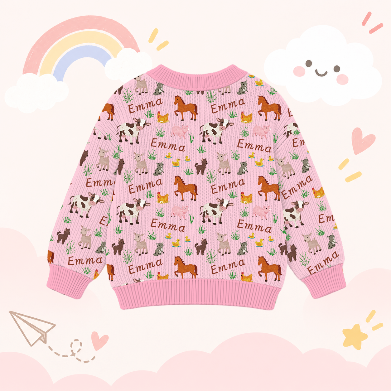 Personalized Lovely Kids Adorable Animals Knit Sweater | CWSweater18