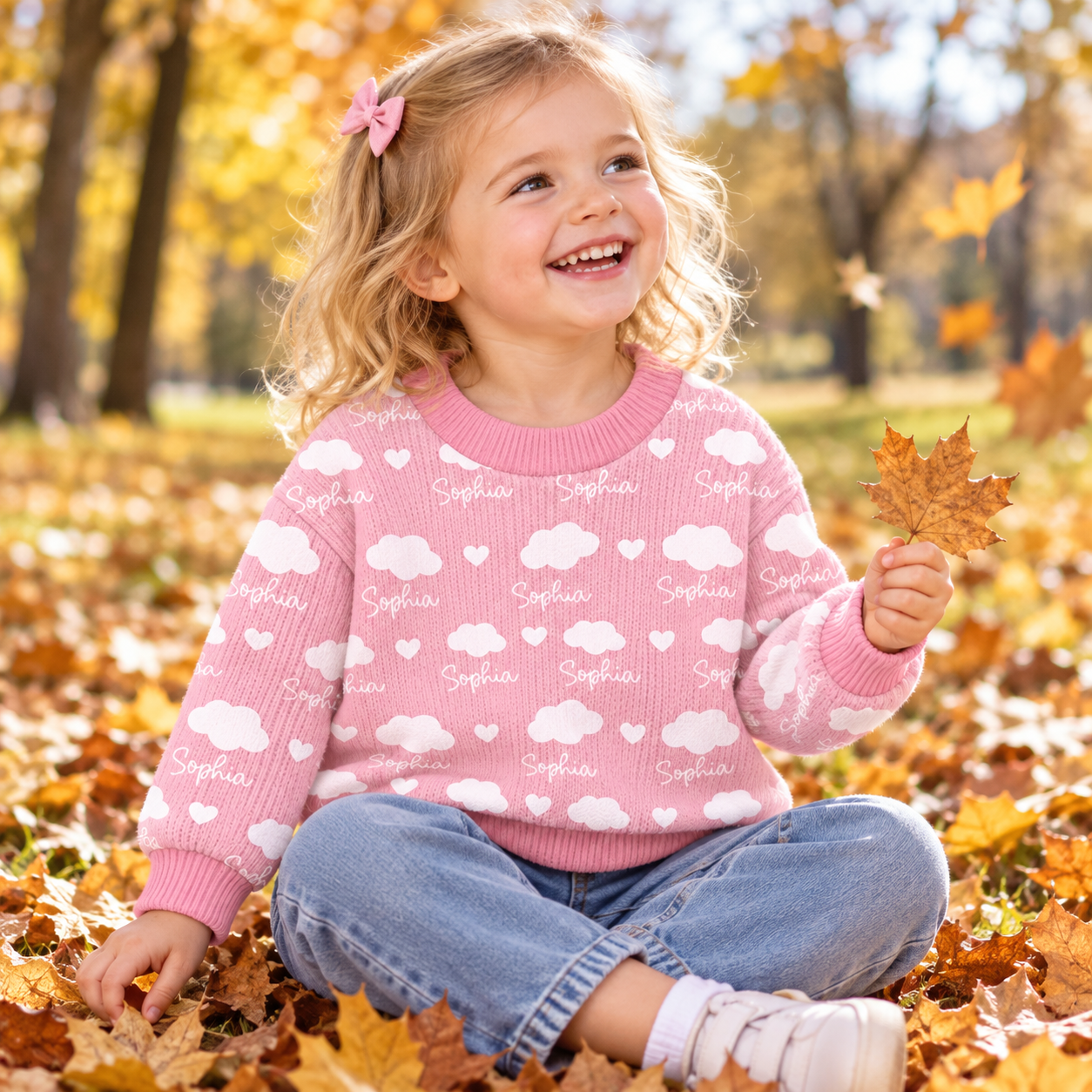 Personalized Lovely Kids Soft Clouds Knit Sweater | CWSweater31