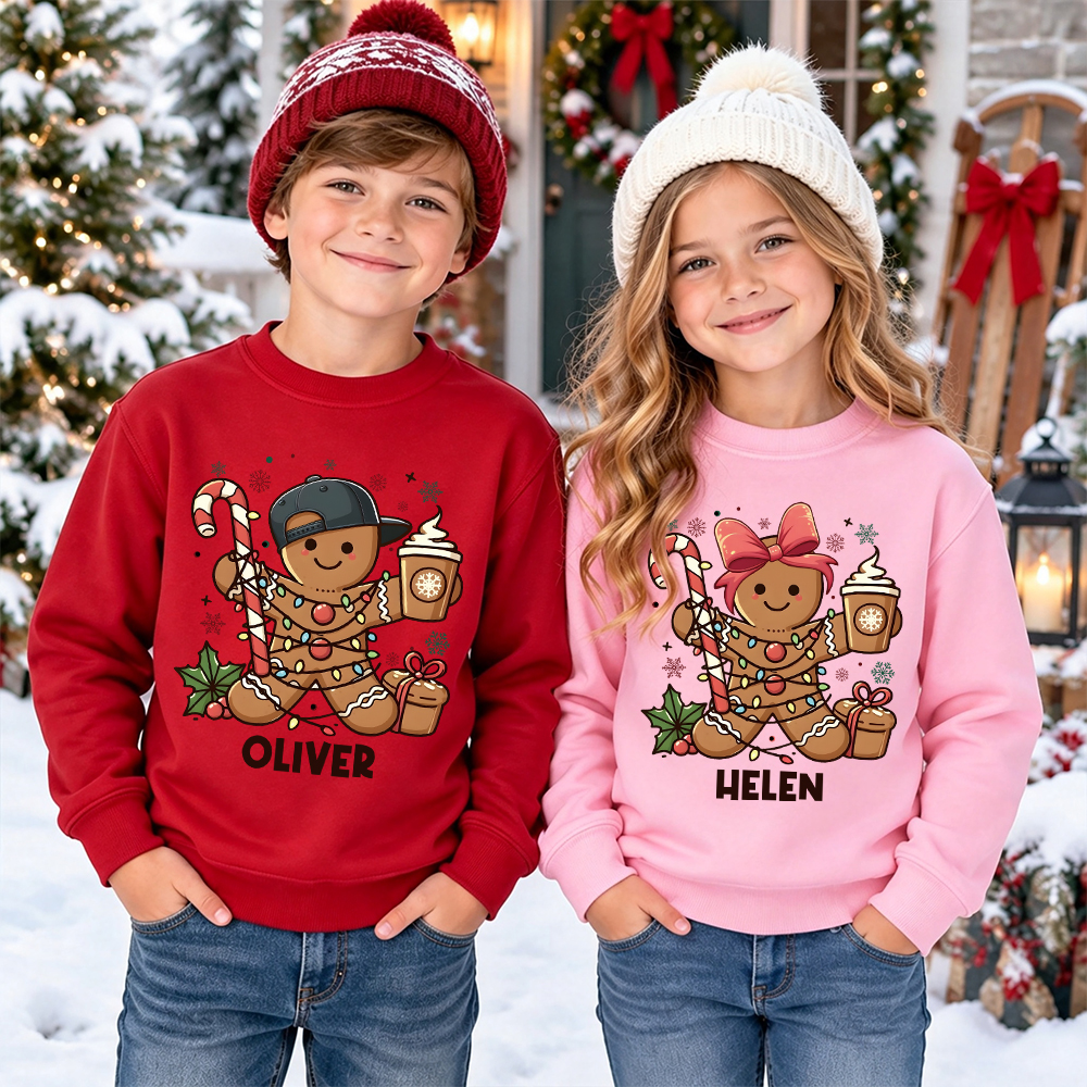 Personalized Christmas Kids Gingerbread Sweatshirt | MCGift419