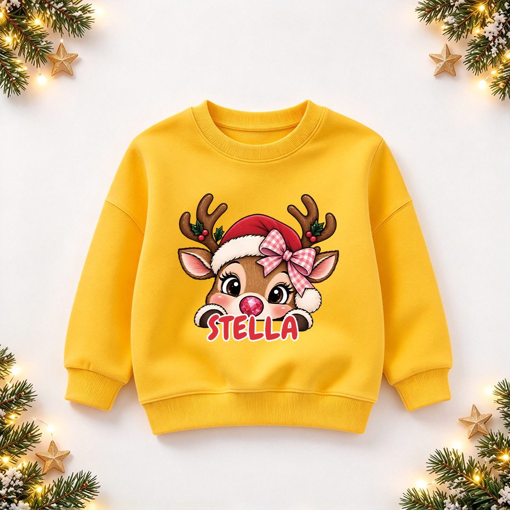 Personalized Christmas Kids Reindeer Sweatshirt | MCGift417