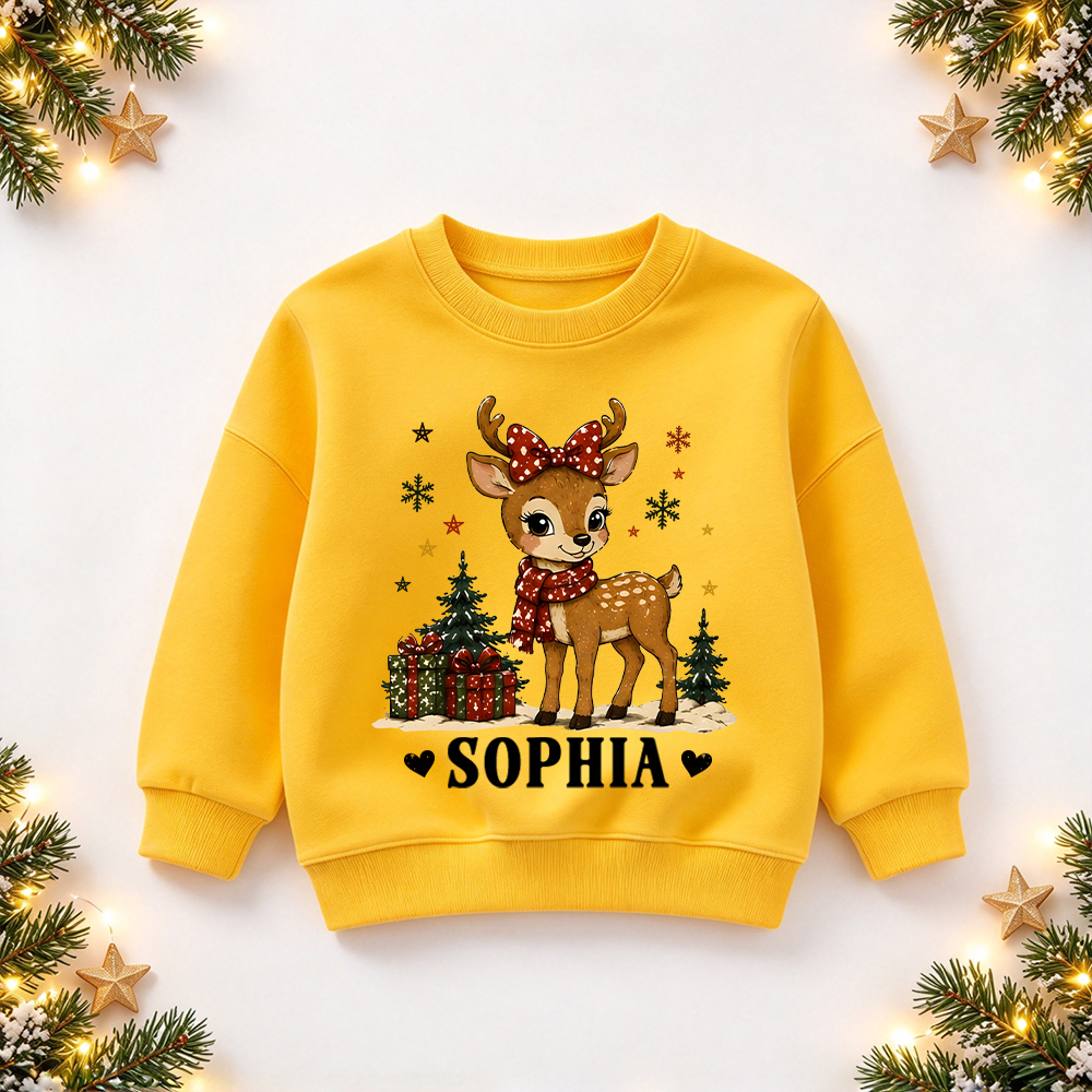 Personalized Christmas Kids Reindeer Sweatshirt | MCGift420
