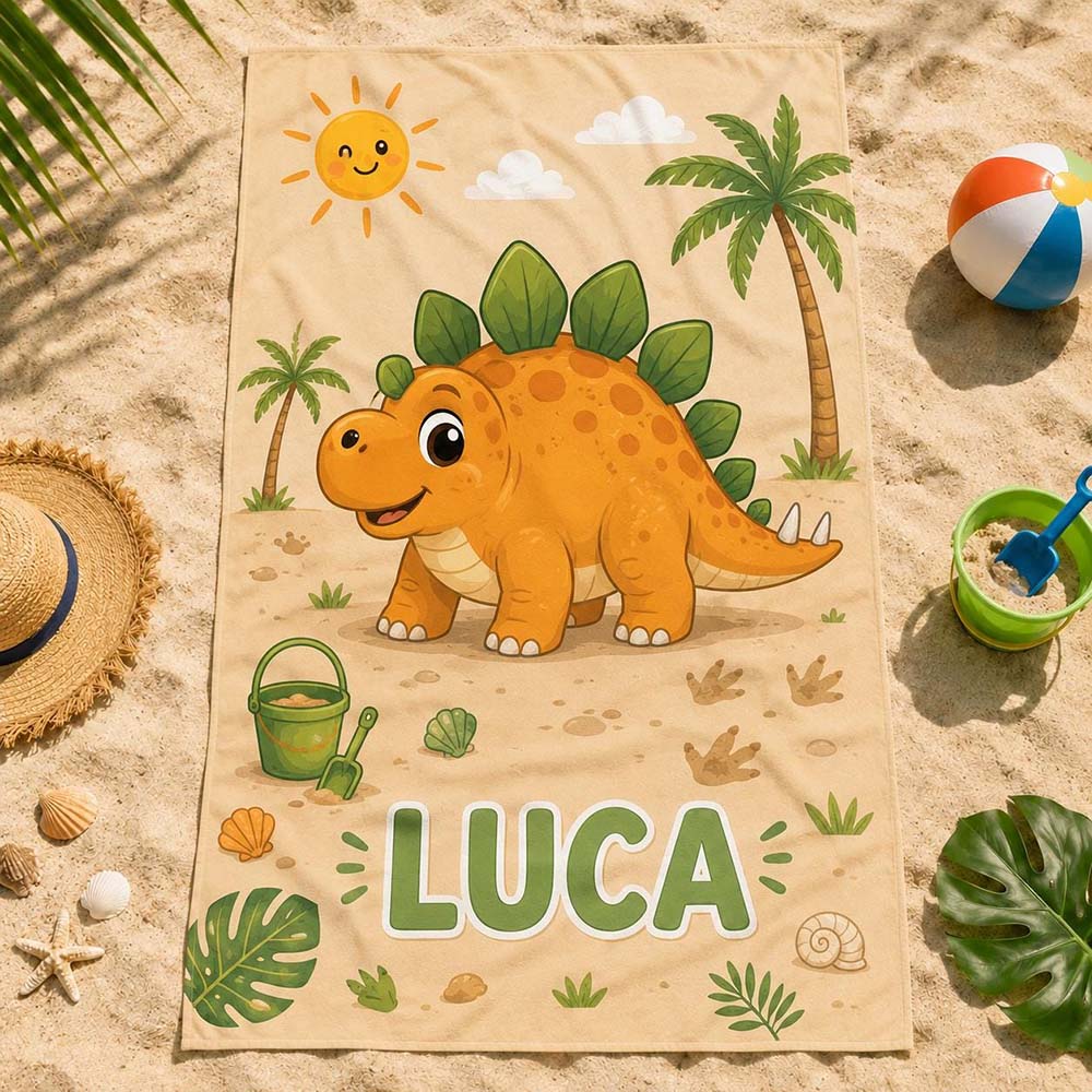 Personalized Kids Dinosaur Towel for Summer & Beach | CWTowel200