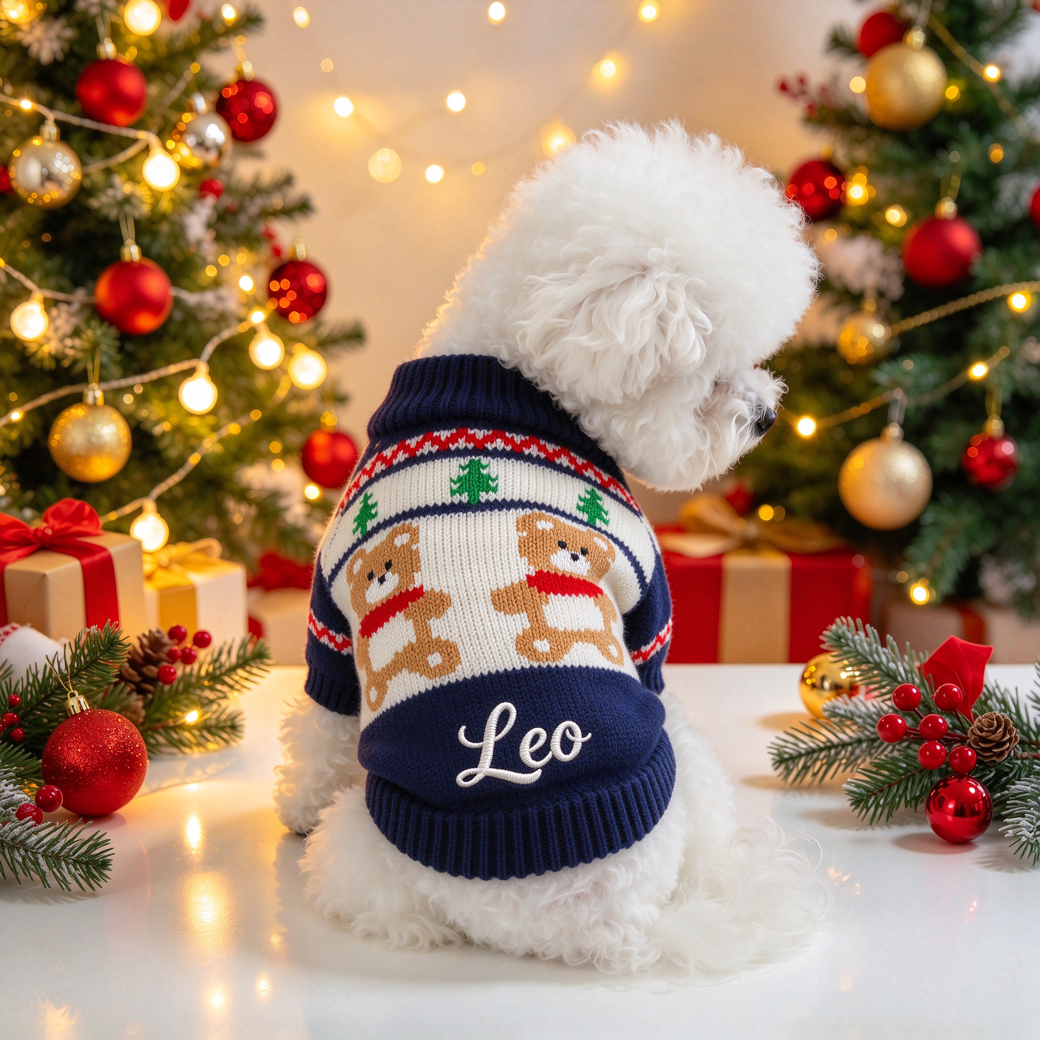Personalized Embroidered Pets Christmas Knit Sweater | MCGift413