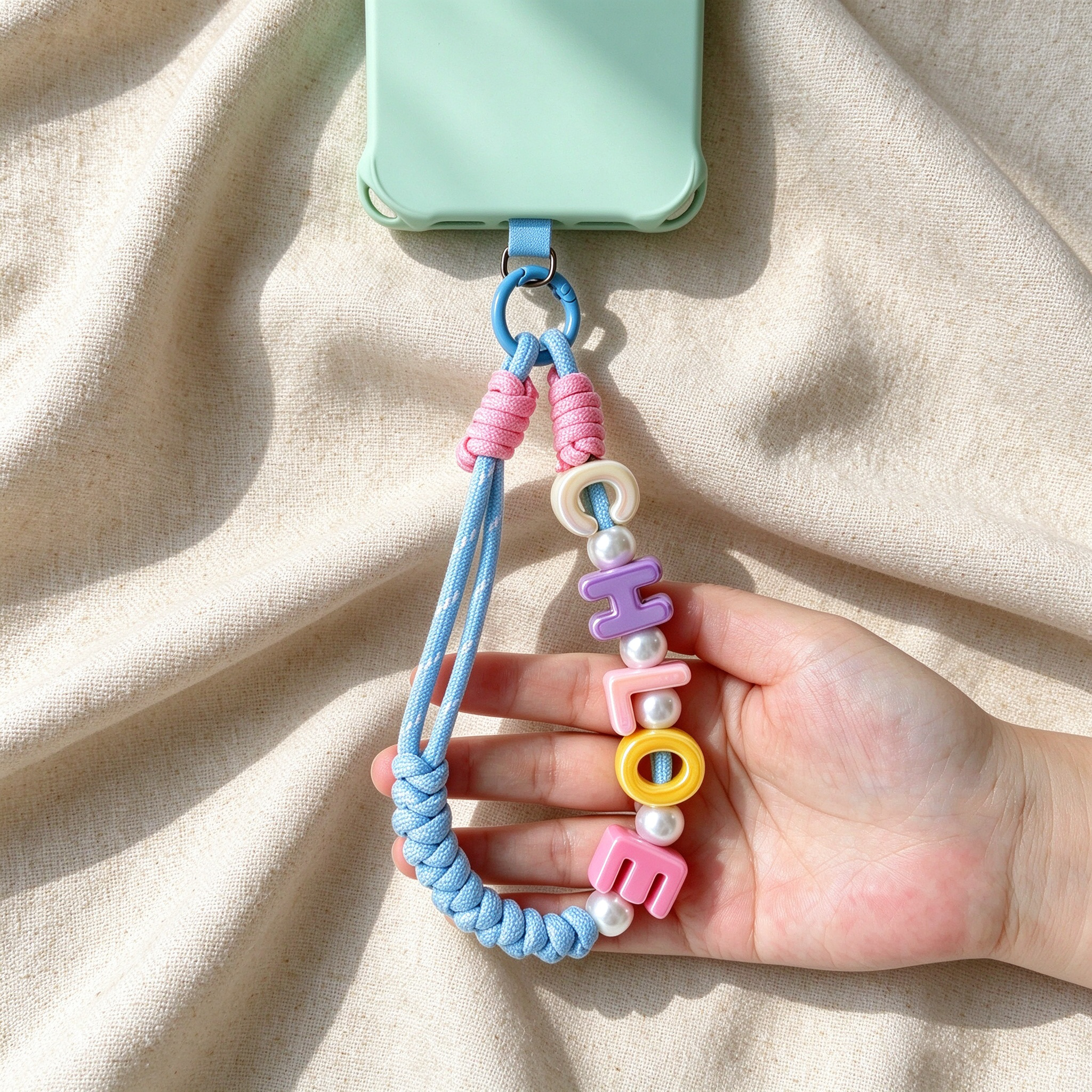 Personalized Colorful Name Letter Phone Charms With Lanyard Wristlet | CWGift112