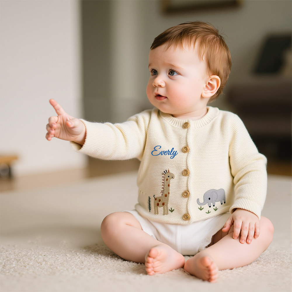 Personalized Baby Hand Embroidered Animal Cardigan| BBcloth99