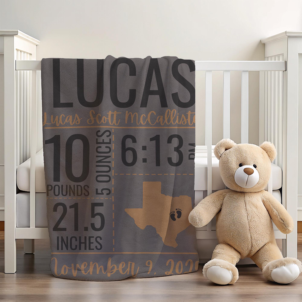 Personalized Baby Newborn Blanket with Birth Information | BKMS020