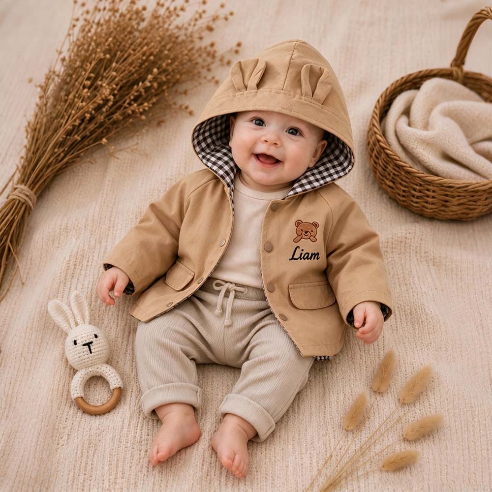 Personalized Embroidered Adorable Bear Ears Jacket for Kids | CWBaby552