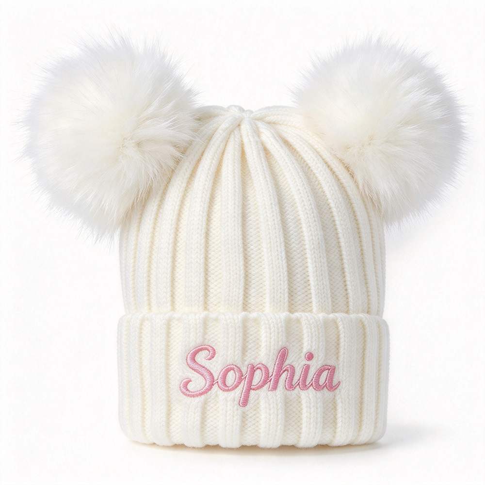 Personalized Embroidery Kid & Adult Pom Pom Hat for Comfort & Unique | HSKid07