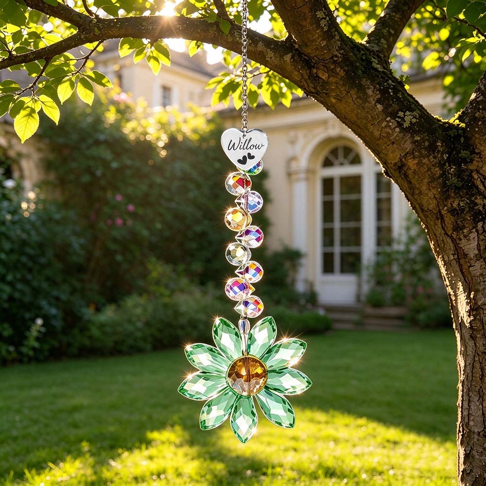 Personalized Pet Crystal Flower Sun Catcher Decor | BKPet643