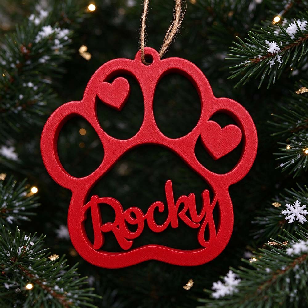 Personalized 3D Printed Pet Paw Christmas Ornament | BKPet646