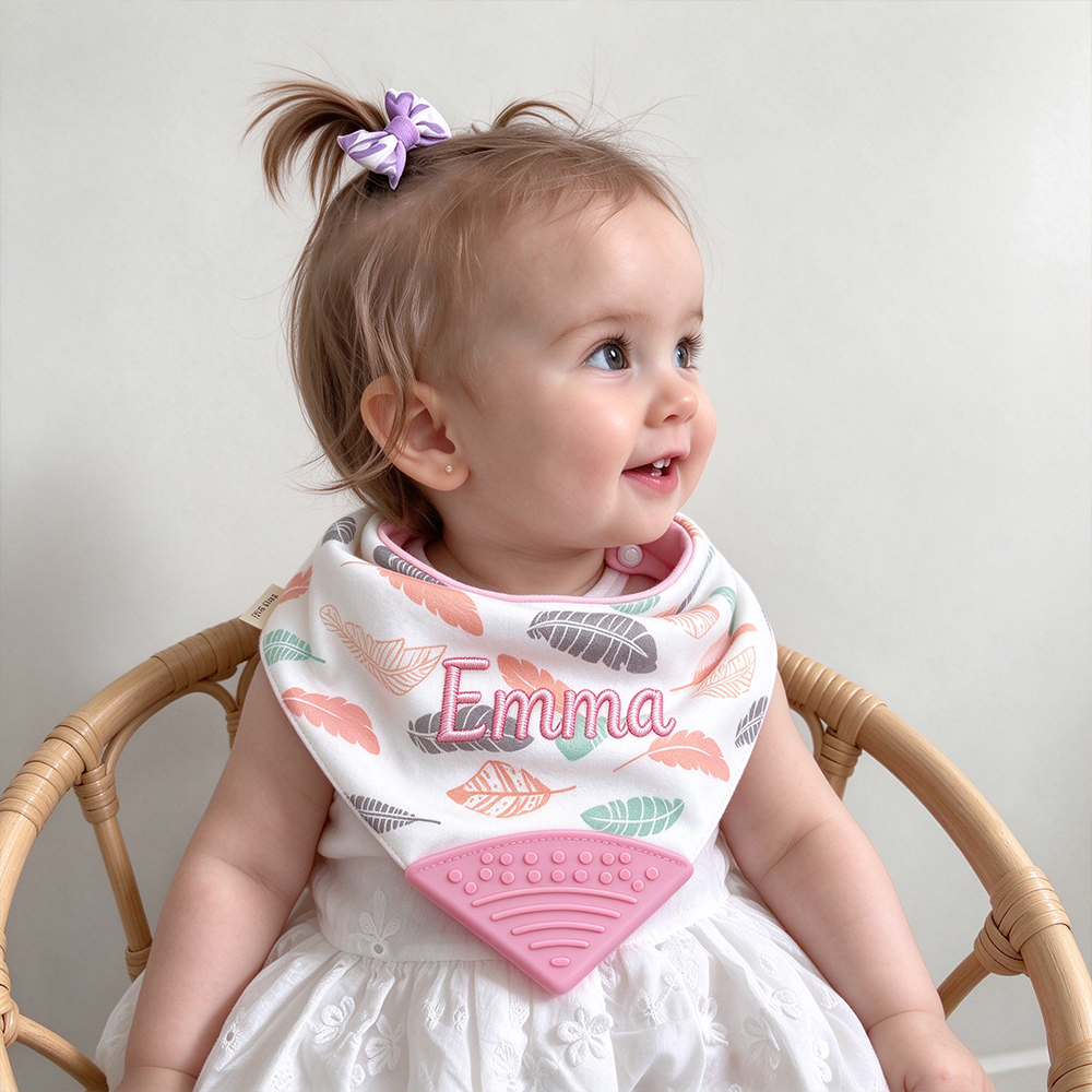 Personalized Embroidered Baby Muslin Cotton Bibs | CWBaby557