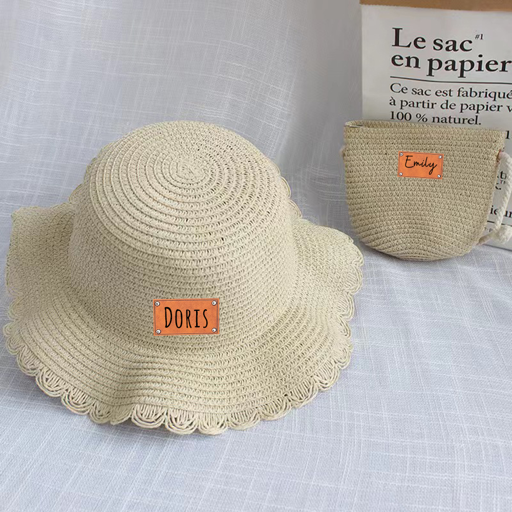 Personalized Summer Leather Patch Straw Bag for Comfort & Unique | CWBeach49