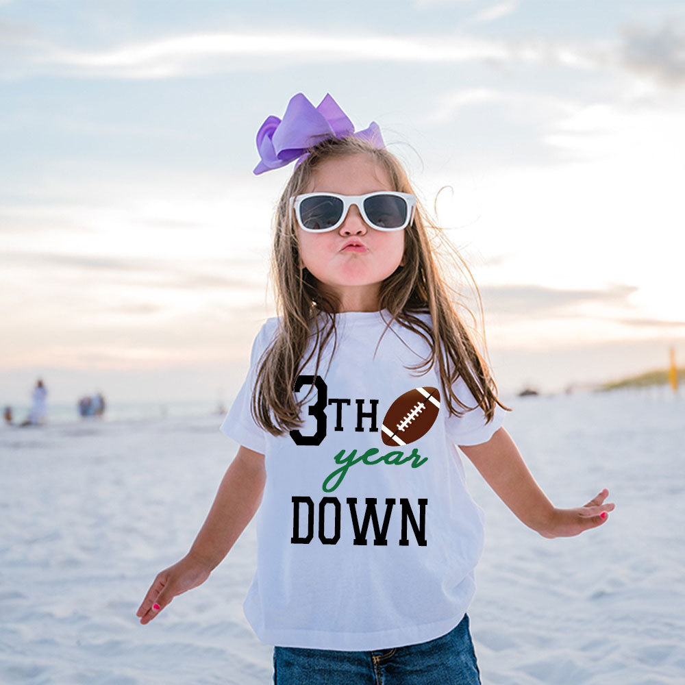 Personalized Three Year Down Football Birthday T-Shirt | inBirth21