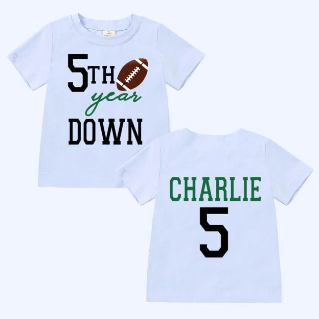 Personalized Three Year Down Football Birthday T-Shirt | inBirth21