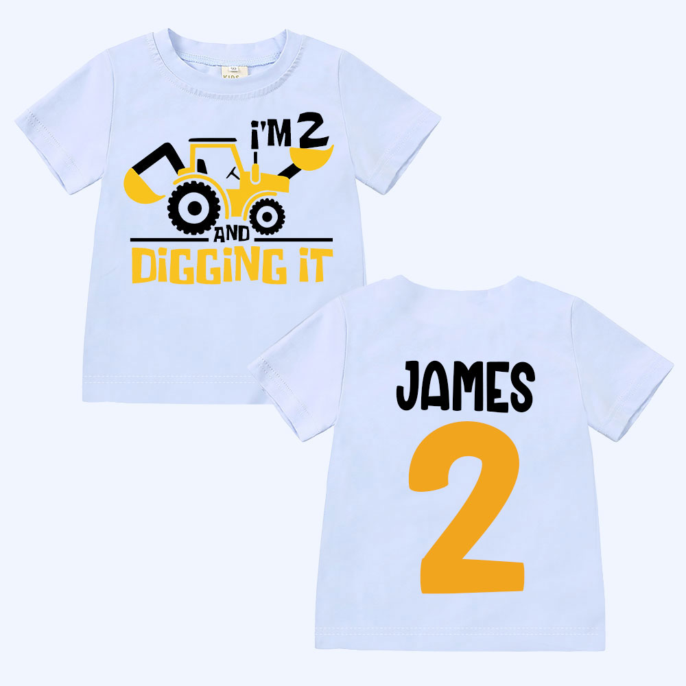 Personalized Digging It Construction Birthday T-Shirt | inBirth22