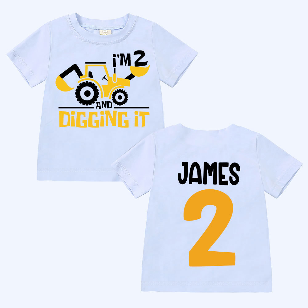 Personalized Digging It Construction Birthday T-Shirt | inBirth22