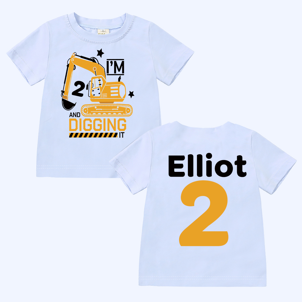 Personalized Construction Digging It Truck Birthday T-Shirt | inBirth26
