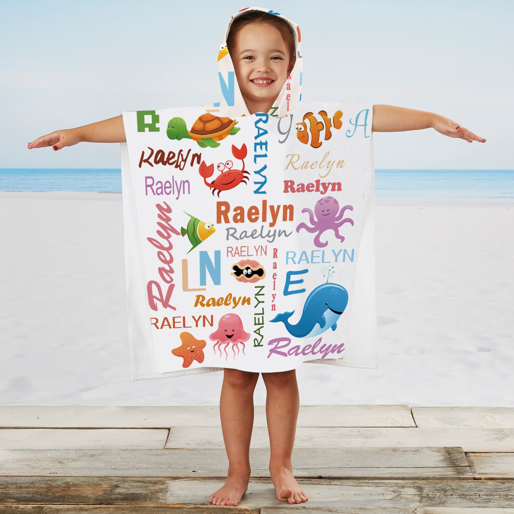 Personalized Hooded Beach Towel for Summer & Beach | CWHTowel14