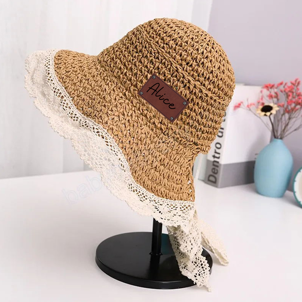 Personalized Summer Leather Patch Straw Hat for Comfort & Unique | CWBeach55