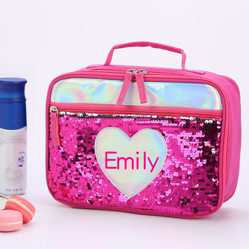 Personalized Name Sequin Kids Lunch Bag