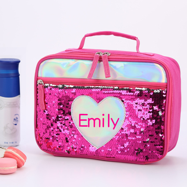 Personalized Name Sequin Kids Lunch Bag