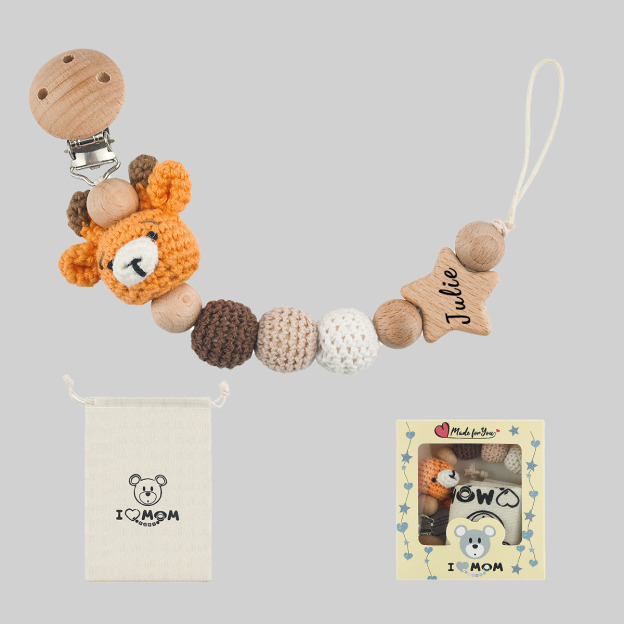 Personalized Baby Pacifier Crochet Animals Clip | CWBaby42