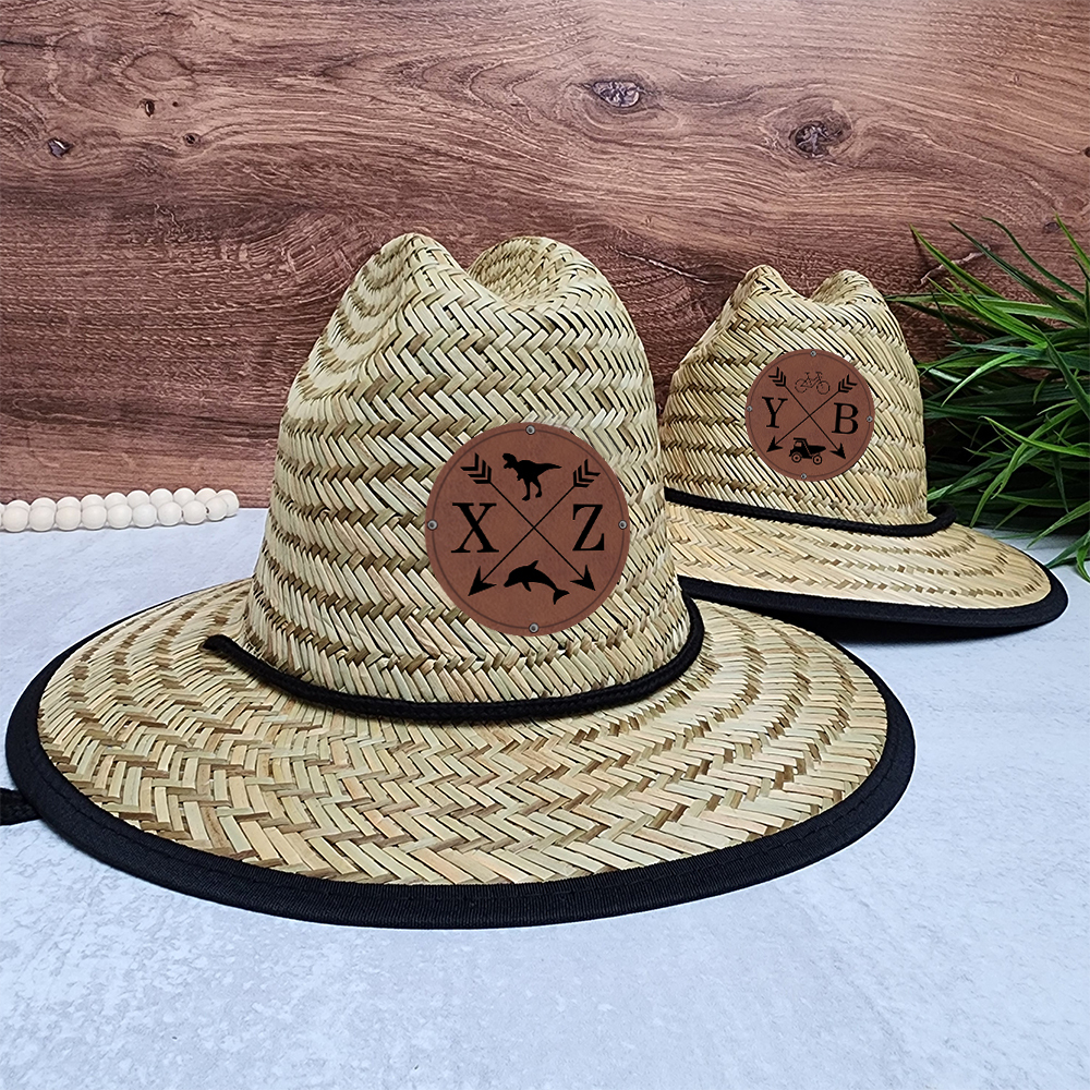 Personalized Summer Leather Patch Straw Hat for Comfort & Unique | CWBeach80