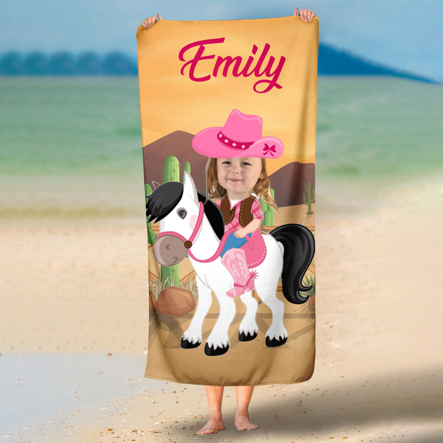Personalized Lovely Face Kid Towel for Summer & Beach | CWTowel118