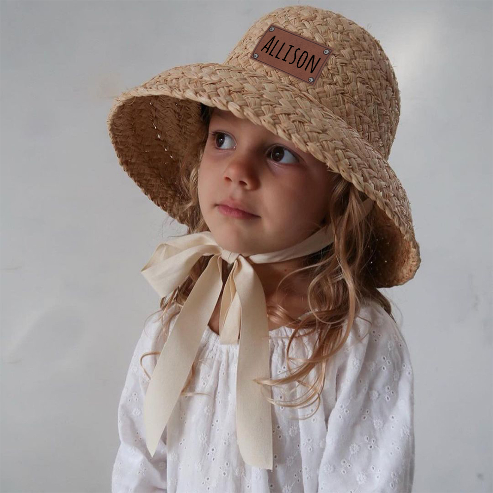 Personalized Summer Leather Patch Straw Hat for Comfort & Unique | CWBeach85