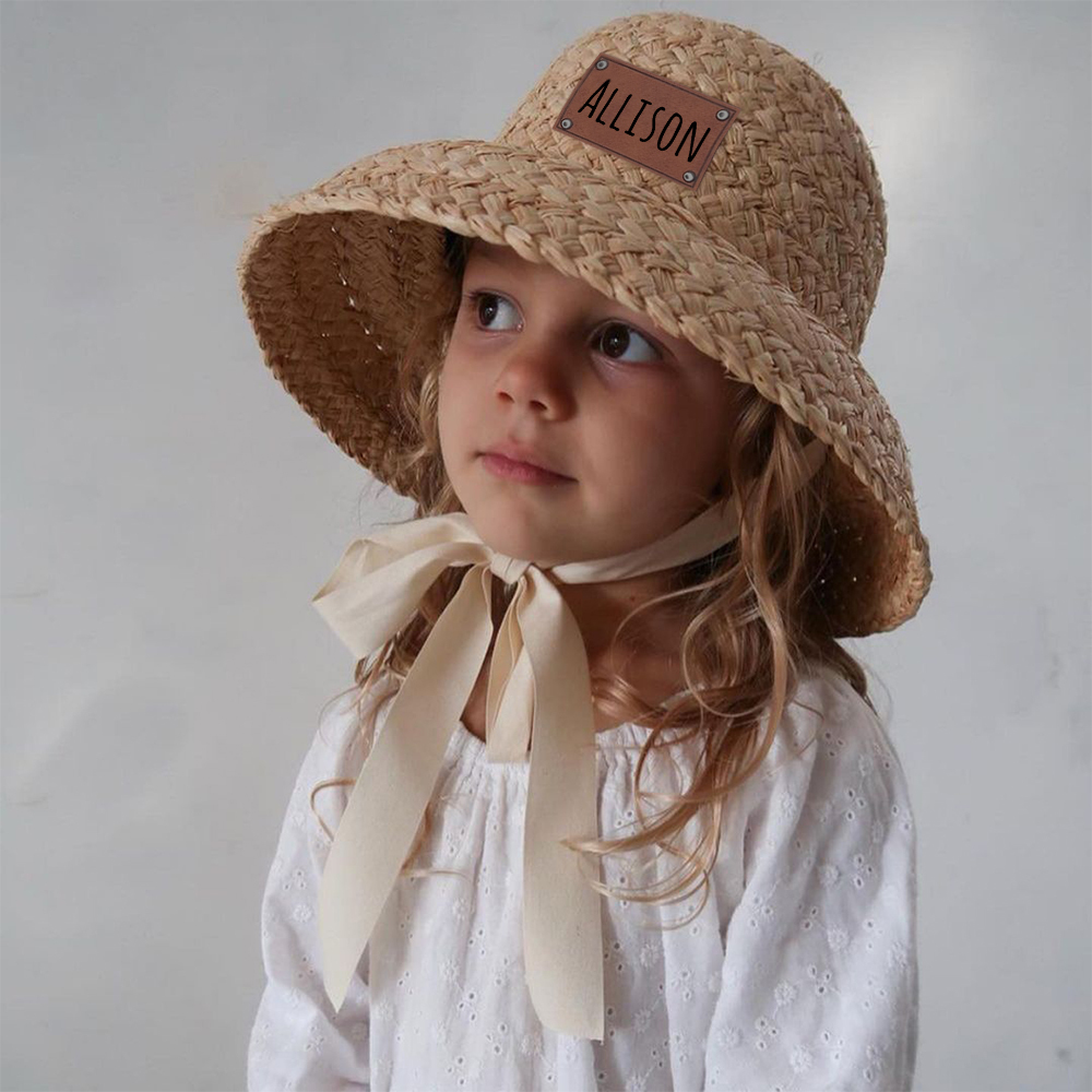 Personalized Summer Leather Patch Straw Hat for Comfort & Unique | CWBeach85