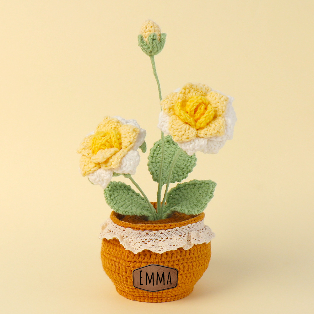 Personalized Crochet Flower in the Pot｜Gift For Mom  | CWMom17