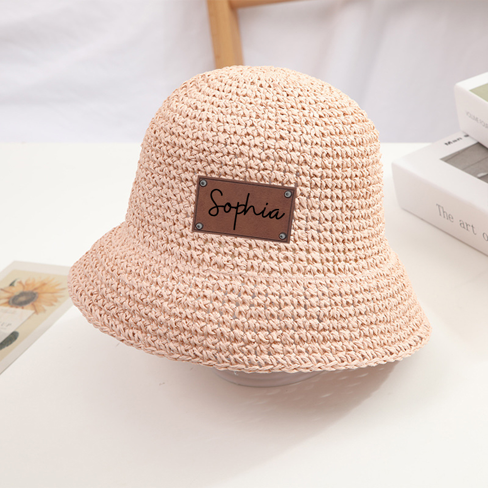 Personalized Colorful Leather Patch Straw Hat for Comfort & Unique | CWBeach86
