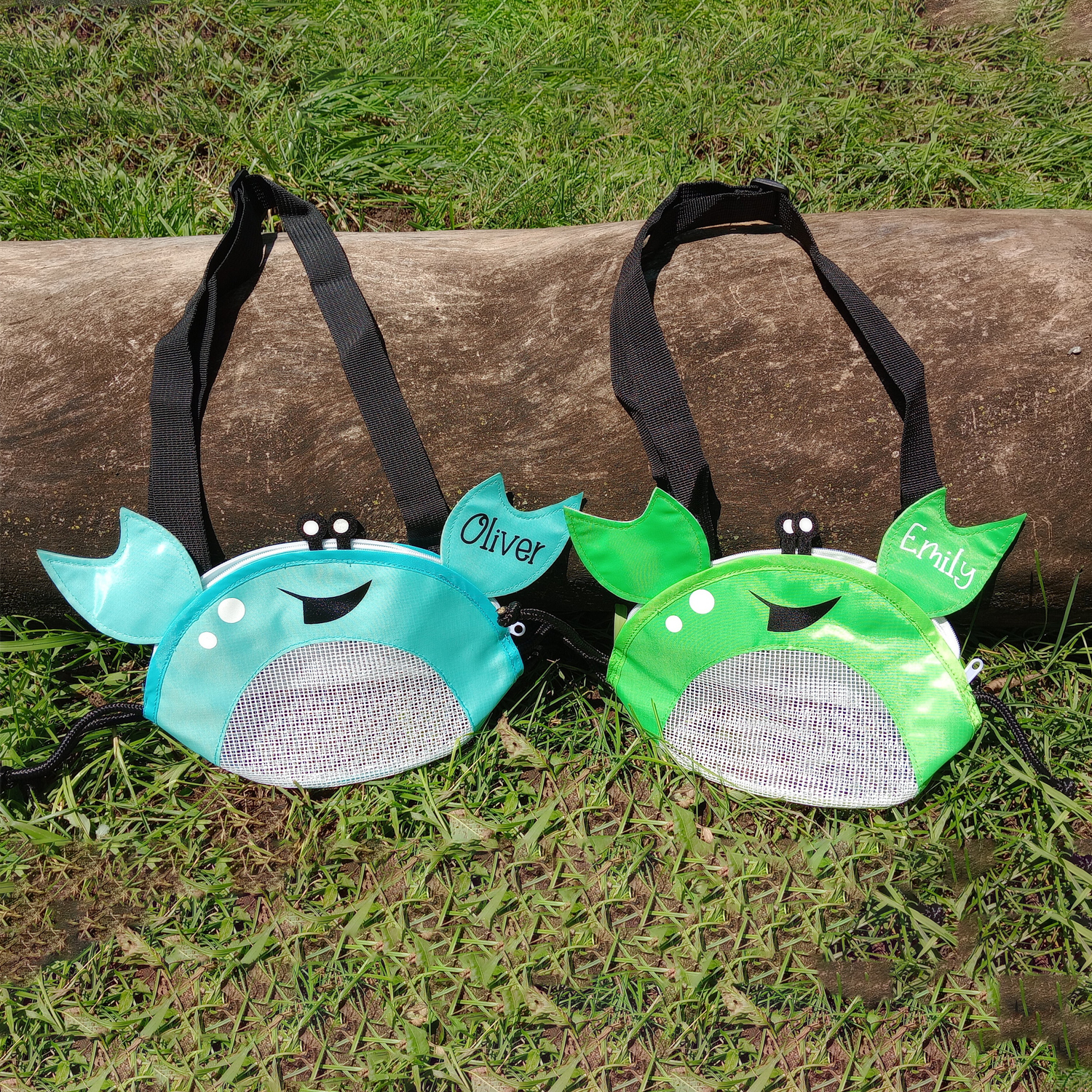 Personalized Crab Seashell Zipper Mesh Beach Bag | CWBeach90