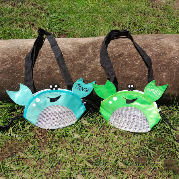 Personalized Crab Seashell Zipper Mesh Beach Bag | CWBeach90