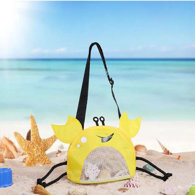 Personalized Crab Seashell Zipper Mesh Beach Bag | CWBeach90