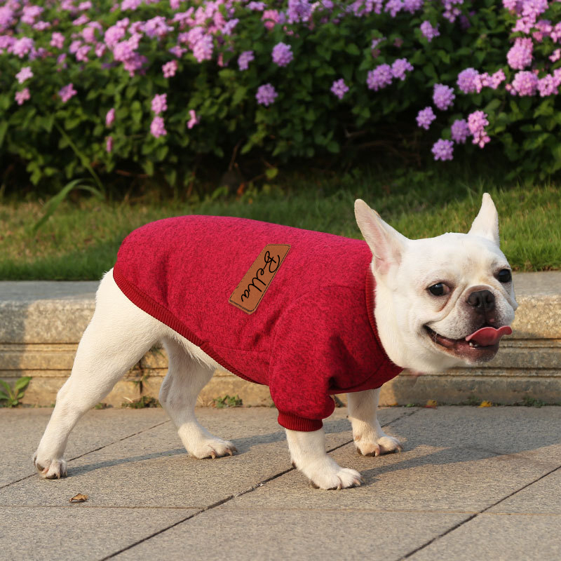 Personalized Leather Patch Pets Color Sweater | BKPet57
