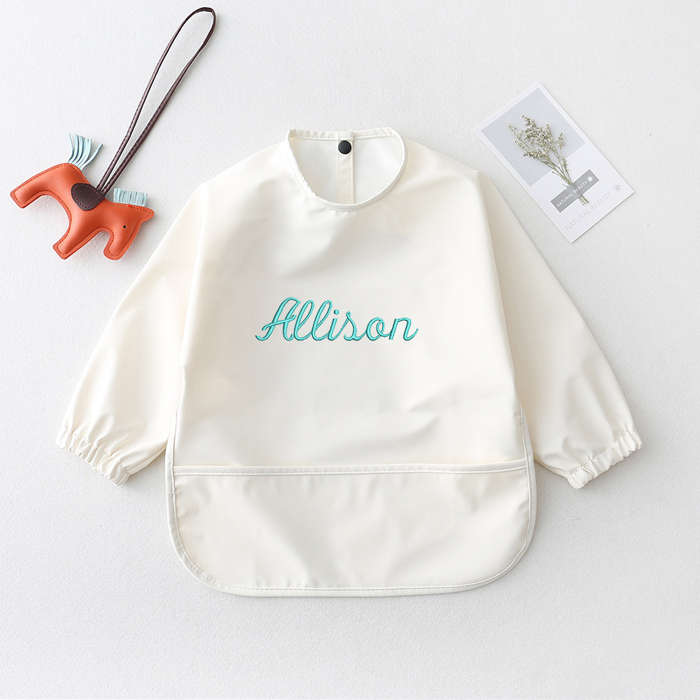 Personalised Baby Long Sleeve Waterproof Color Bib  | CWBaby61