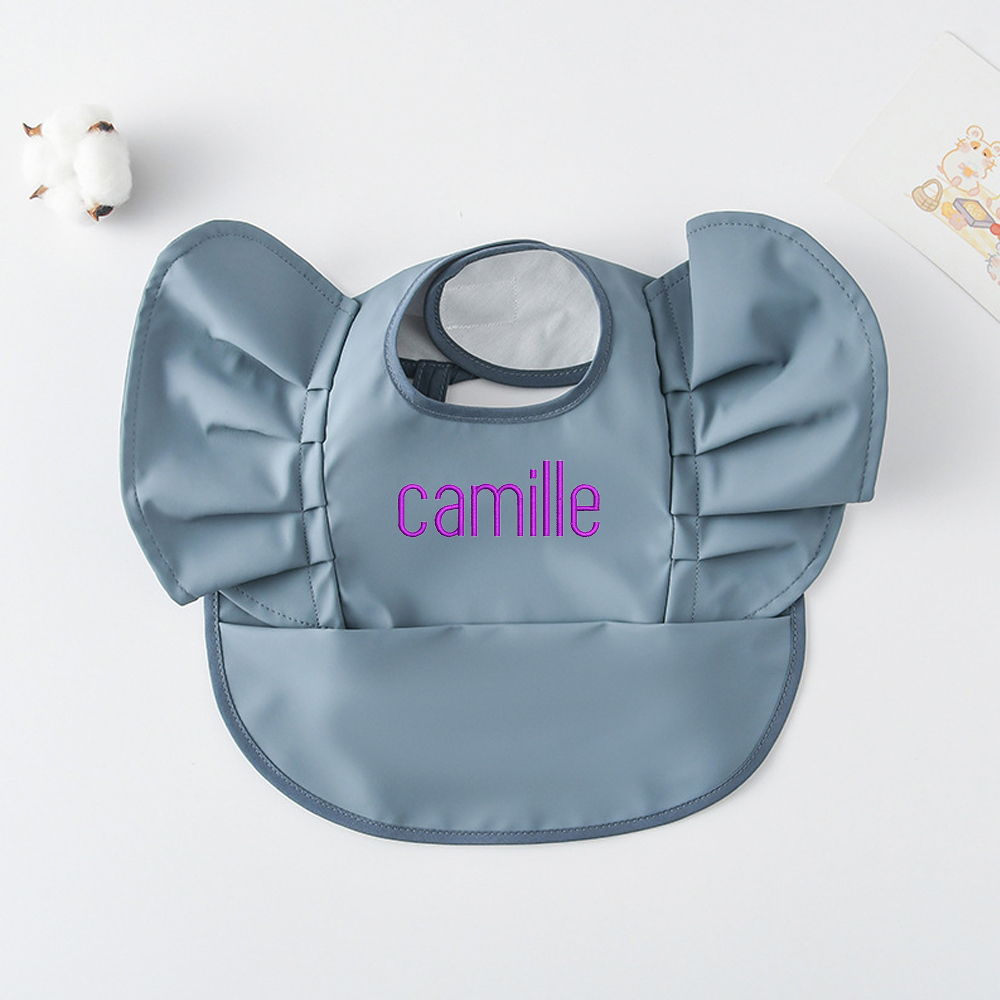 Personalised Embroidery Baby Ruffle Waterproof Color Bib  | CWBaby62