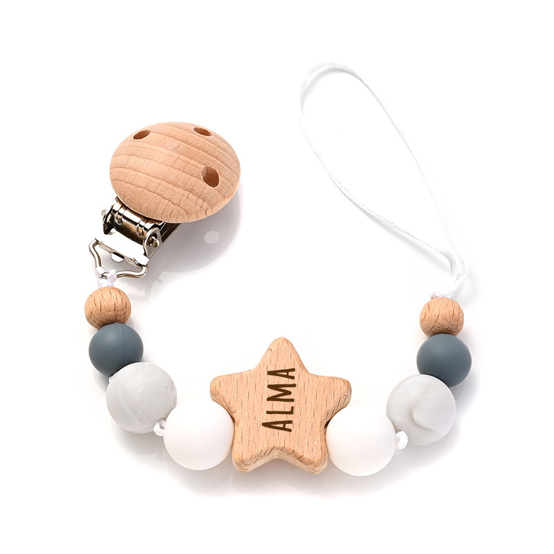 Personalized Baby Pacifier Star Color Bead Clip | CWBaby64