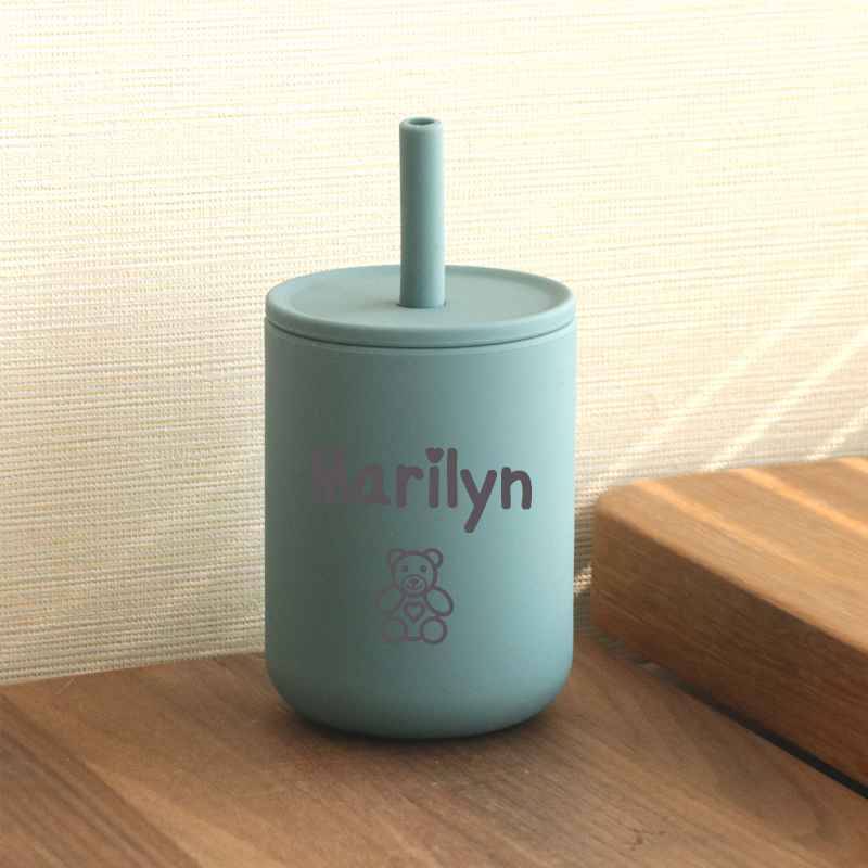Personalised Baby Food Grade Sippy Silicone Cup  | CWBaby65