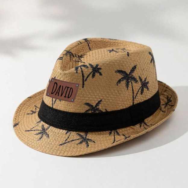 Personalized Summer Leather Patch Straw Hat for Comfort & Unique | CWBeach105